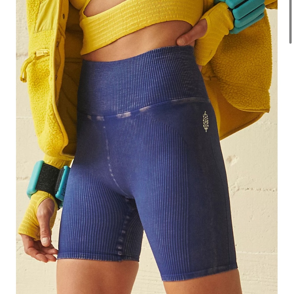 Free People Blue Happiness Runs Bike Shorts